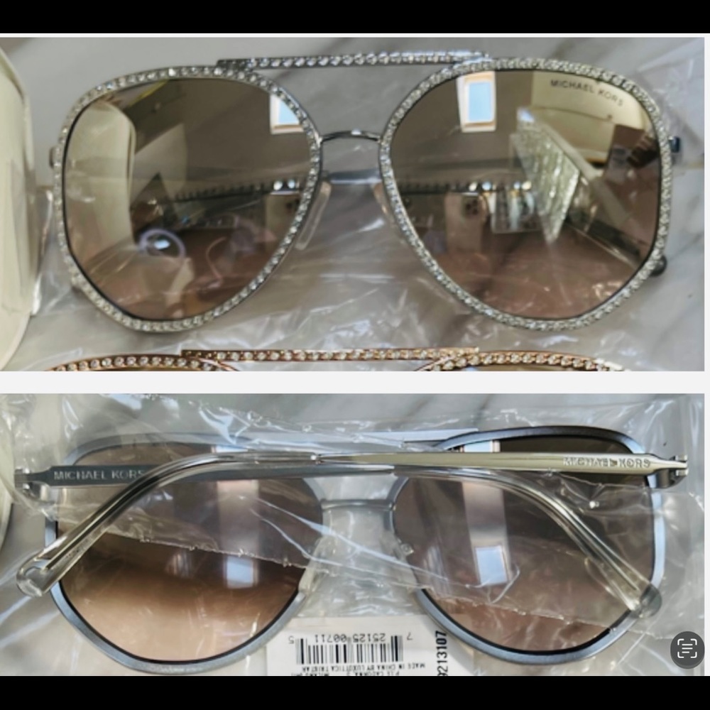 MICHAEL KORS POPULAR RHINESTONE AVIATORS IN SILVER, GOLD, BLACK, WORN ON KYLE R - Picture 5 of 16